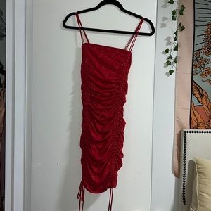 red sparkly mini dress